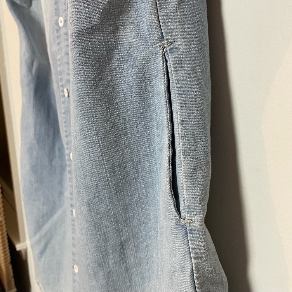 Denim Look Cotton Blend Button Down Dress/ Tunic Top - Picture 6 of 11